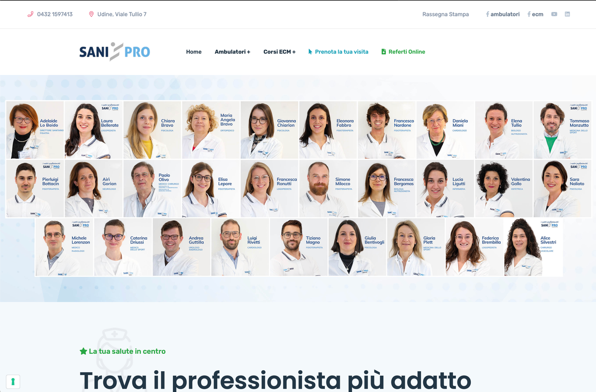 Sito e gestionale web di SaniPro Srl a Udine